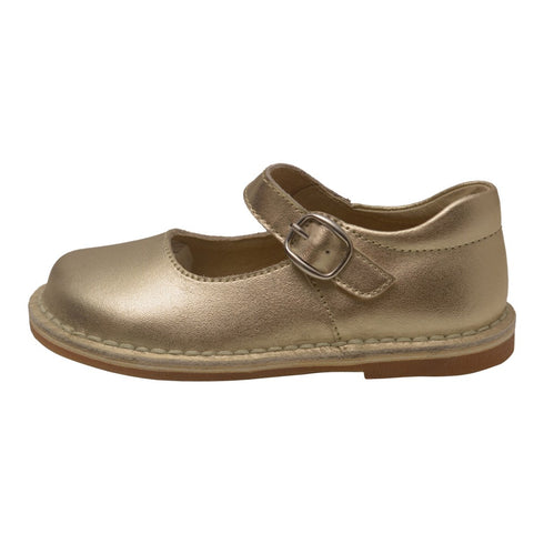 L'Amour Girls Gold Classic Matte Leather Mary Jane Shoes 4 Baby-10 Toddler - SophiasStyle.com